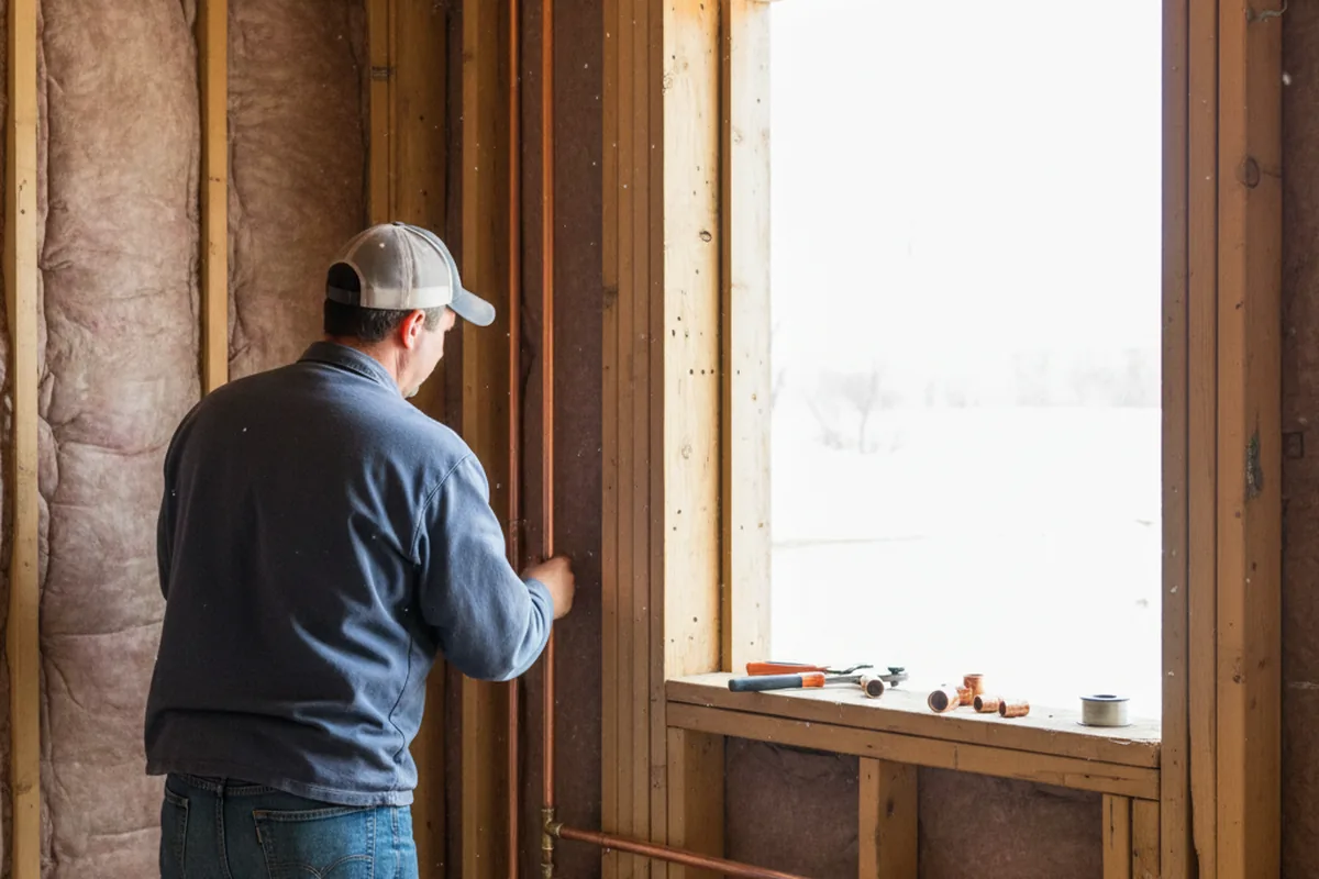 Licensed plumber running new copper supply lines in a Old Appleton home