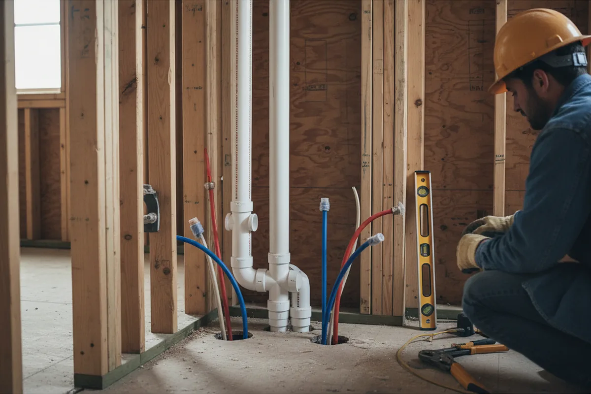 Drain and supply rough-in during Leak Detection in Old Appleton