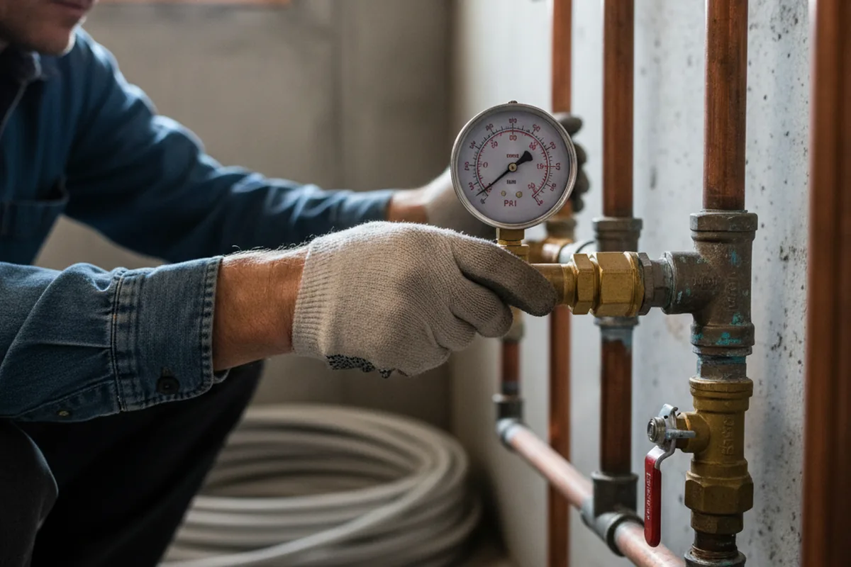 Pressure testing a repaired line during Water Line Repair in Old Appleton