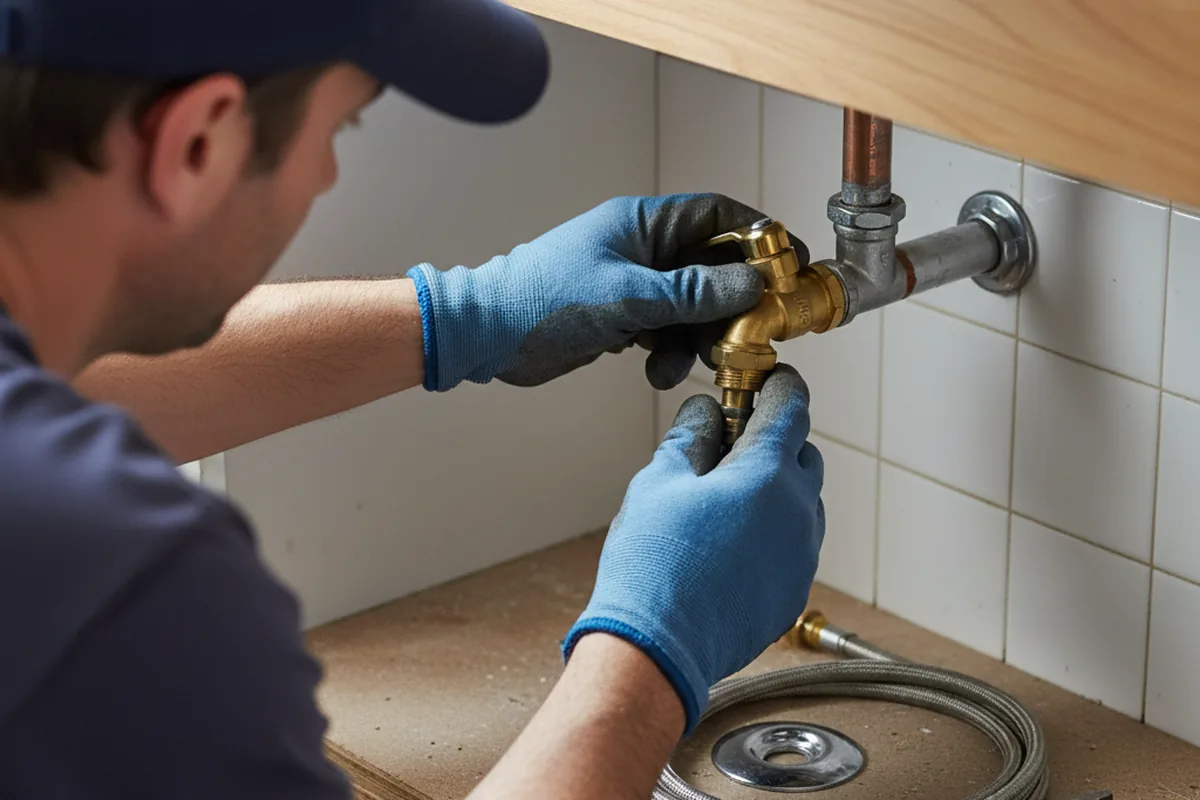 Shutoff valve and fitting work during Burst Pipe Repair in Old Appleton